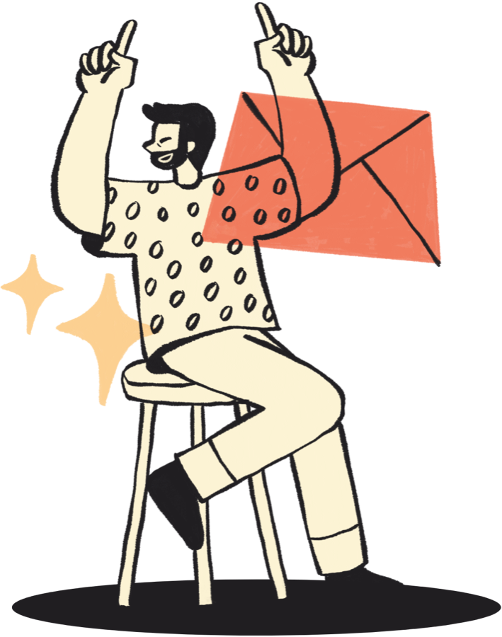 Illustration of a person pointing up